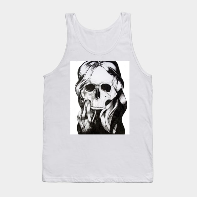 skull with hair Tank Top by mikeyrioux33